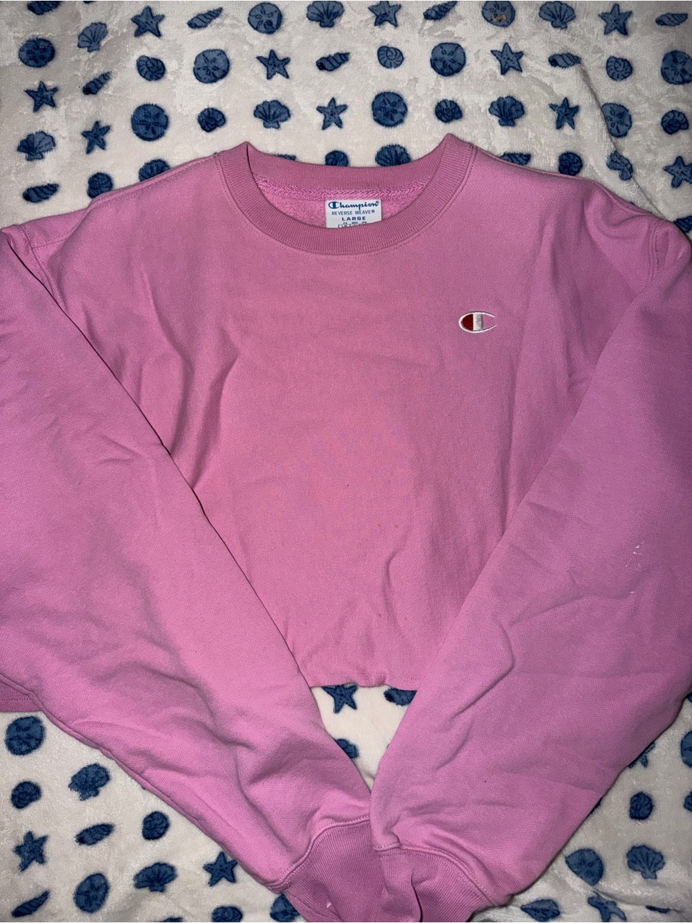 Champion Pink Crewneck Cropped Sweatshirt